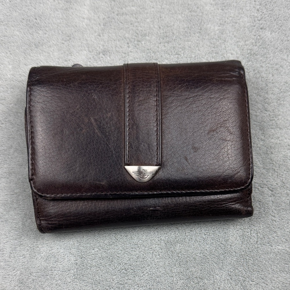 Vintage Dockers Genuine Leather Trifold Wallet & Coin Purse With ID Window